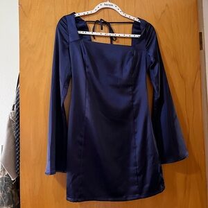 Wild Fable Navy Satin Square-Neck Mini Dress